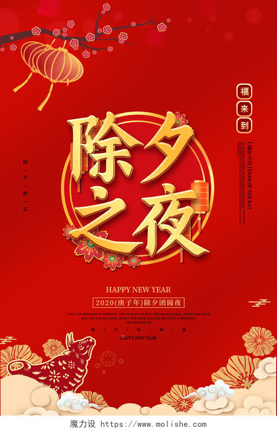 红色喜庆中国风2021年春节除夕之夜守岁海报展板设计